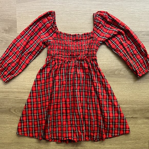 6/7 Old Navy Girls Red Plaid Christmas Holiday Dress - Picture 1 of 4